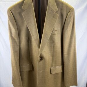 Lauren Ralph Lauren Tan Blazer 41R Herringbone Over check Men Silk Wool